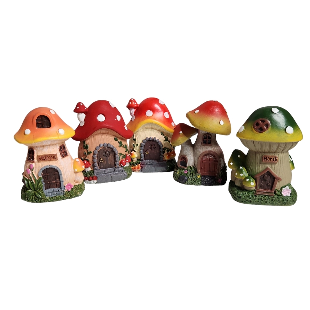 Fairy Garden Mini Houses Mushroom Houses Lot of 5